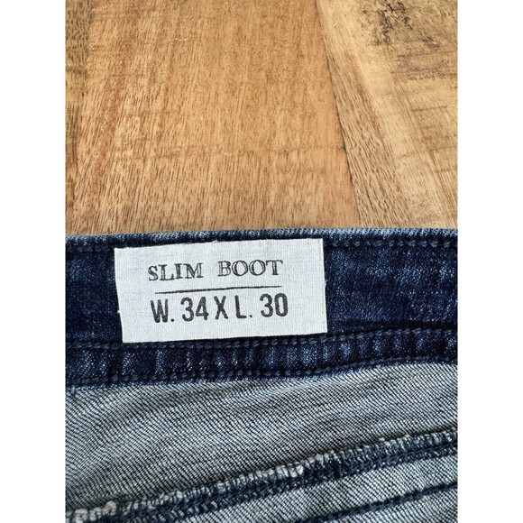 TK Axel Men’s Slim Boot Cut Jeans Dark Wash Pockets  Mid Rise Size 34x30 - Picture 6 of 12